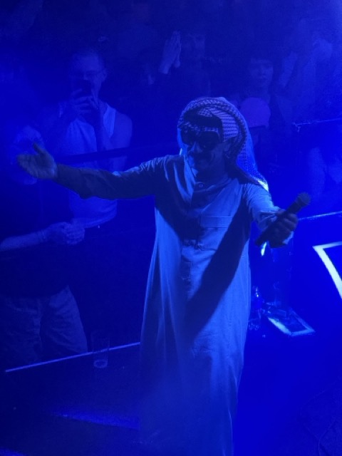 Omar Souleyman on stage, receiving the energy from the crowd.