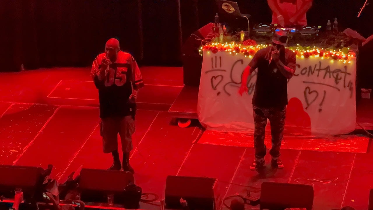 Yasiin Bey and Talib Kweli performing live on stage as Black Star